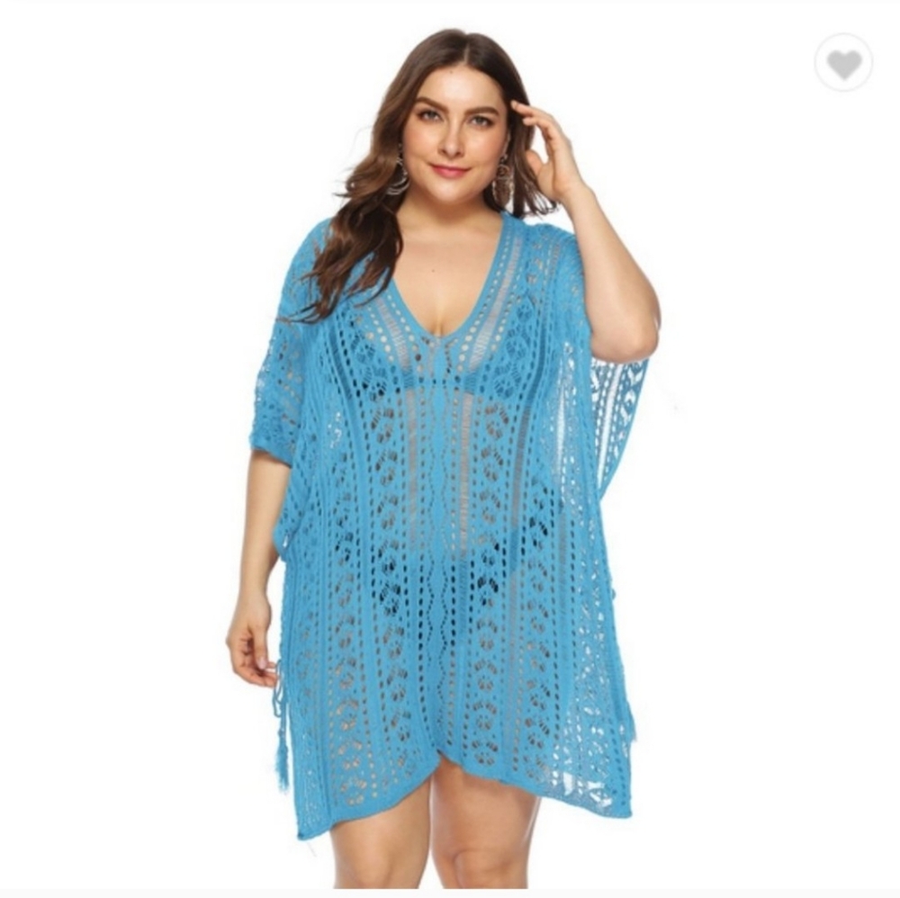 Hollow out v-neck loose beach...